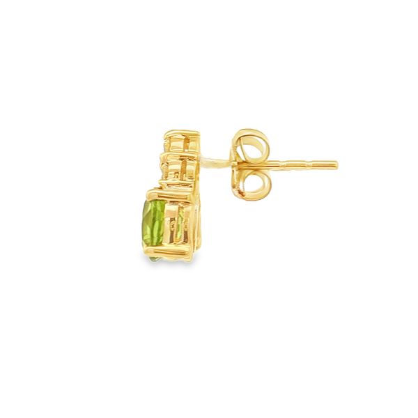 14K Yellow Gold Peridot and Diamond Earrings Image 2 Jaymark Jewelers Cold Spring, NY