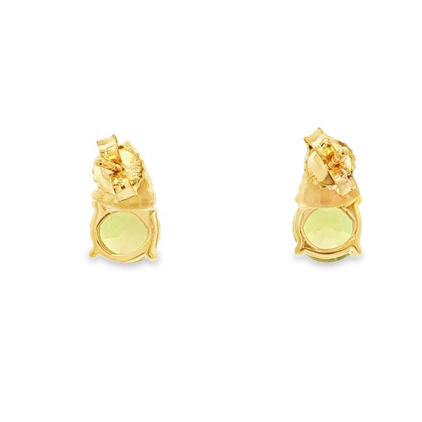 14K Yellow Gold Peridot and Diamond Earrings Image 3 Jaymark Jewelers Cold Spring, NY