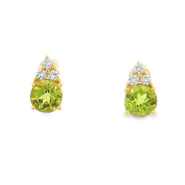 14K Yellow Gold Peridot and Diamond Earrings Jaymark Jewelers Cold Spring, NY