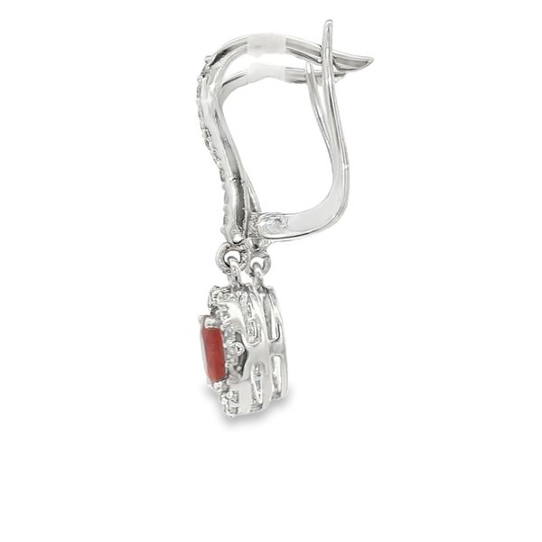 14K White Gold Ruby and Diamond Dangle Earrings Image 3 Jaymark Jewelers Cold Spring, NY