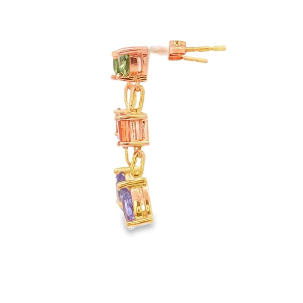 14K Rose Gold Multi Stone Dangle Earrings Image 2 Jaymark Jewelers Cold Spring, NY