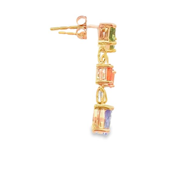 14K Rose Gold Multi Stone Dangle Earrings Image 4 Jaymark Jewelers Cold Spring, NY