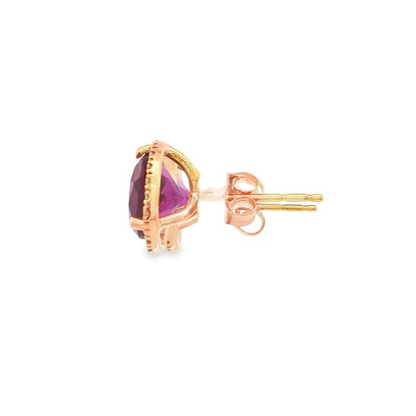 14K Rose Gold Amethyst and Diamond Halo Earrings Image 2 Jaymark Jewelers Cold Spring, NY