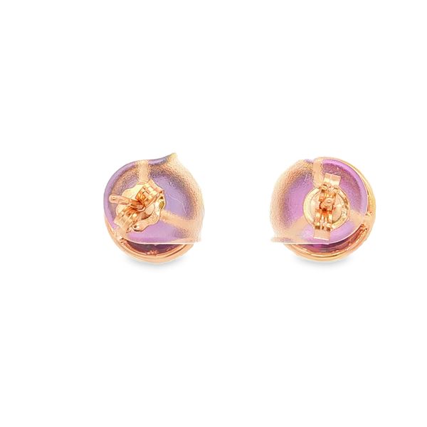 14K Rose Gold Amethyst and Diamond Halo Earrings Image 4 Jaymark Jewelers Cold Spring, NY