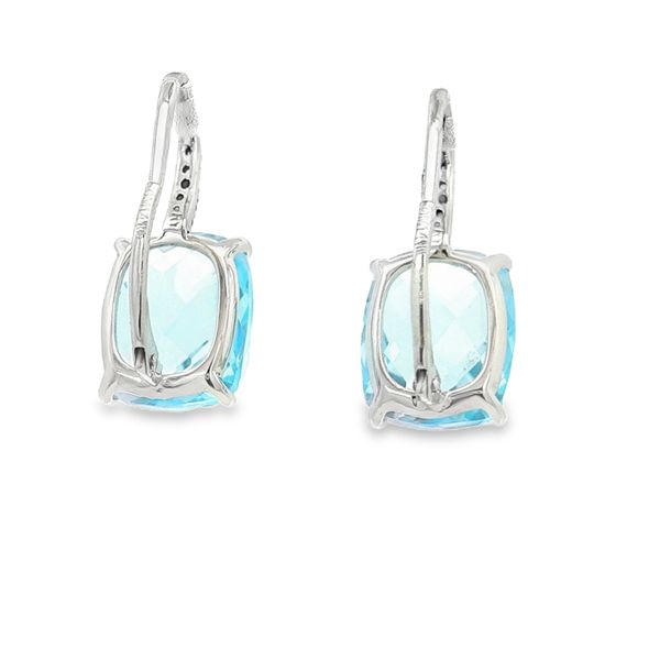 14K White Gold Blue Topaz and Diamond Earrings Image 3 Jaymark Jewelers Cold Spring, NY