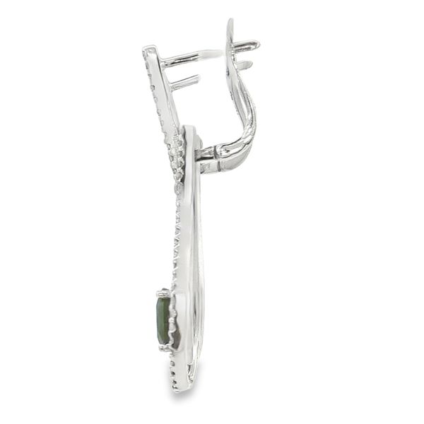 14K White Gold Sapphire and Diamond Dangle Earrings Image 2 Jaymark Jewelers Cold Spring, NY