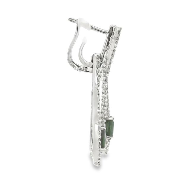 14K White Gold Sapphire and Diamond Dangle Earrings Image 3 Jaymark Jewelers Cold Spring, NY