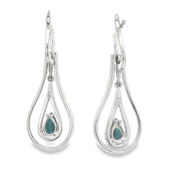 14K White Gold Sapphire and Diamond Dangle Earrings Image 4 Jaymark Jewelers Cold Spring, NY