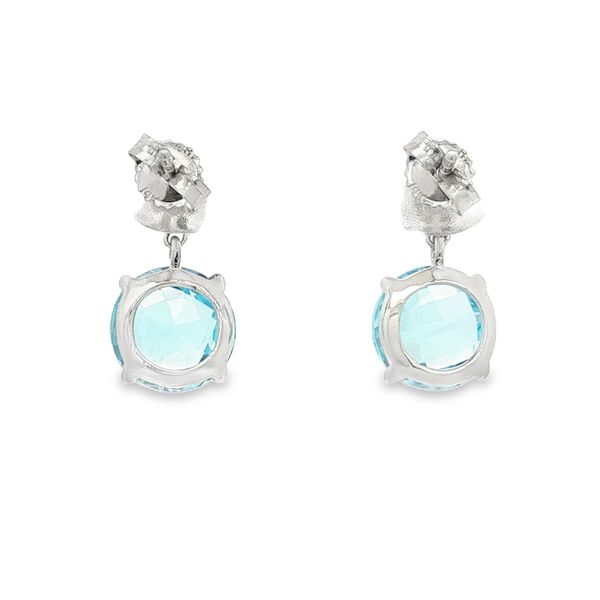 14K White Gold Blue Topaz and Diamond Earrings Image 2 Jaymark Jewelers Cold Spring, NY