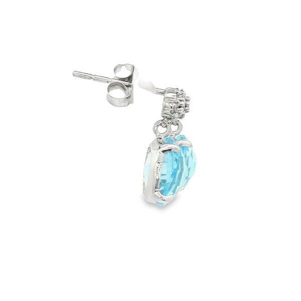 14K White Gold Blue Topaz and Diamond Earrings Image 4 Jaymark Jewelers Cold Spring, NY