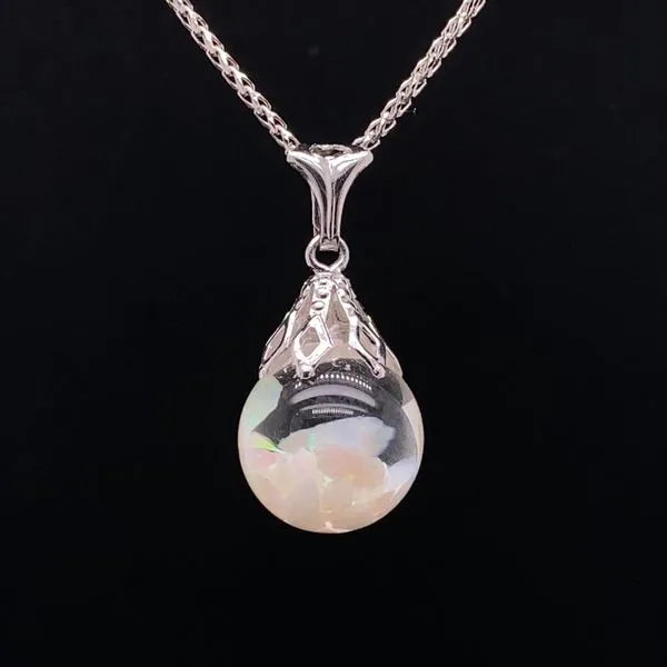 14K White Gold Floating Opal Pendant Jaymark Jewelers Cold Spring, NY