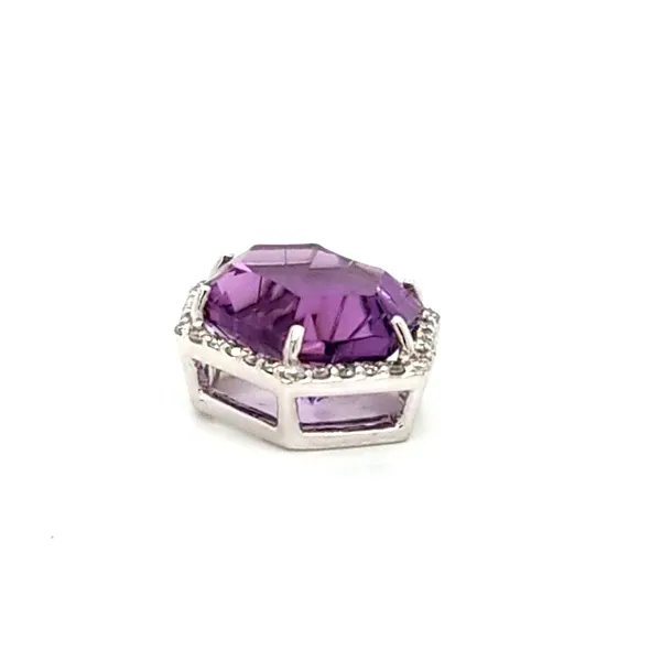 14K White Gold Hexagonal Amethyst and Diamond Halo Pendant Image 3 Jaymark Jewelers Cold Spring, NY