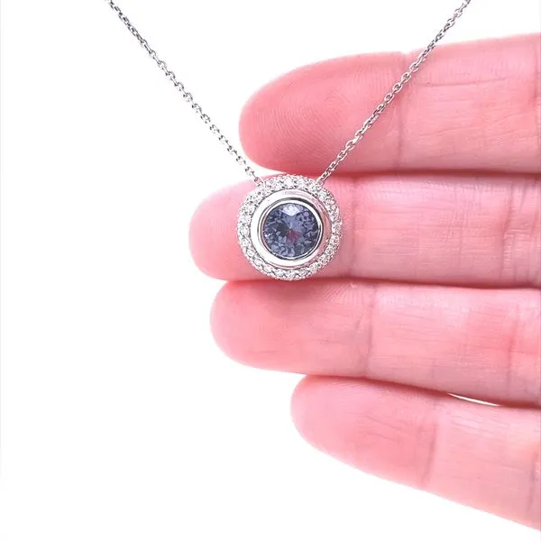 14K White Gold Grey Spinel and Diamond Pendant Image 2 Jaymark Jewelers Cold Spring, NY