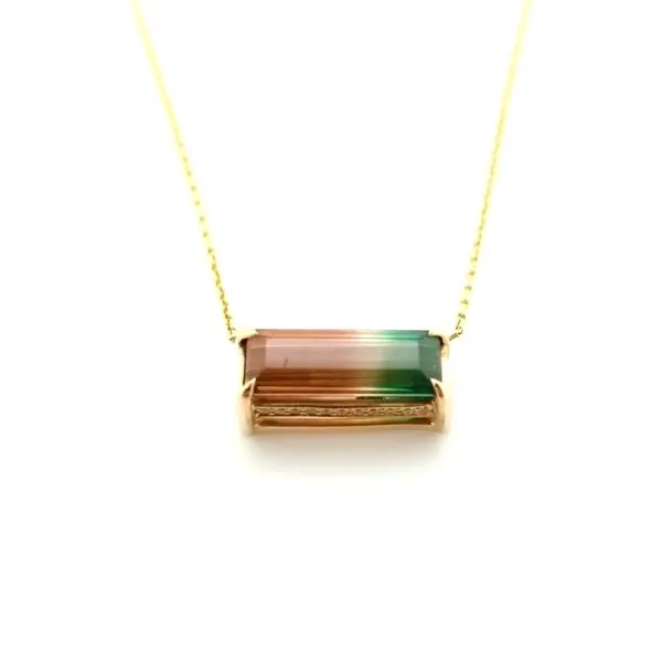 18K Yellow Gold Bi-Tourmaline Pendant Image 3 Jaymark Jewelers Cold Spring, NY