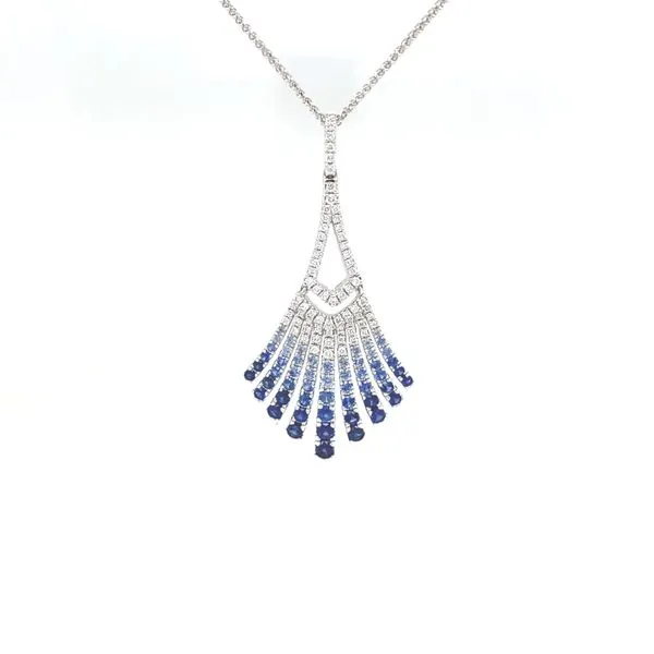 14K White Gold Sapphire and Diamond Pendant Jaymark Jewelers Cold Spring, NY