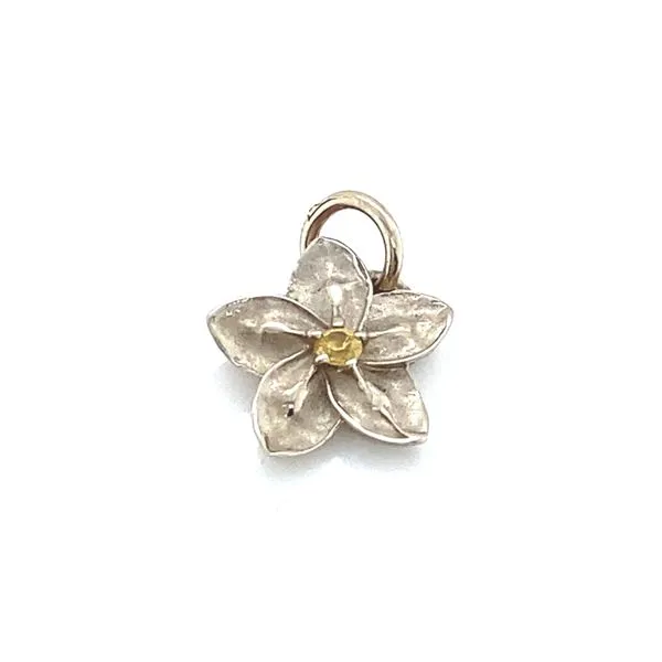 14K White Gold Forget-Me-Not Yellow Sapphire Flower Charm/Pendant Jaymark Jewelers Cold Spring, NY