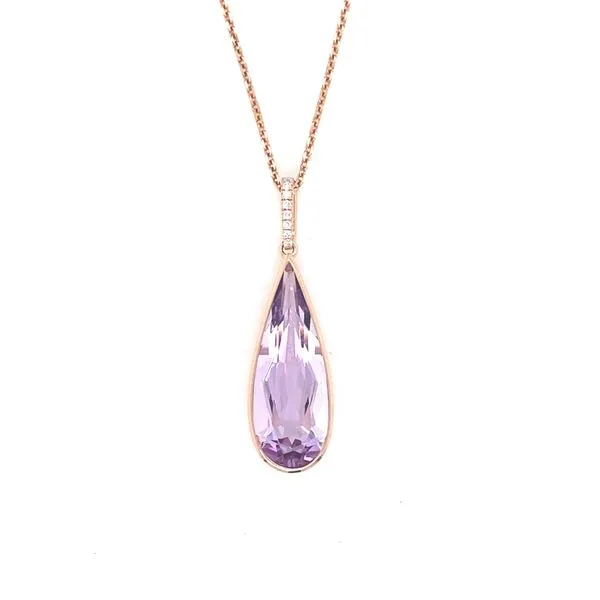 14K Rose Gold Pink Amethyst Pendant Necklace Jaymark Jewelers Cold Spring, NY
