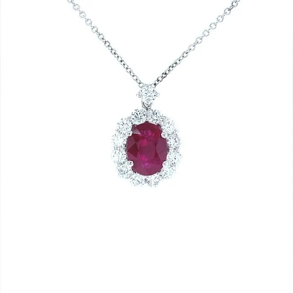 18K White Gold Ruby and Diamond Pendant Jaymark Jewelers Cold Spring, NY