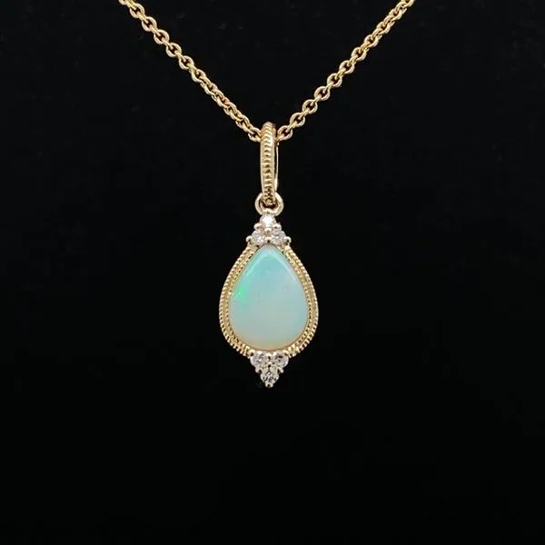 14K Yellow Gold Opal and Diamond Pendant Jaymark Jewelers Cold Spring, NY