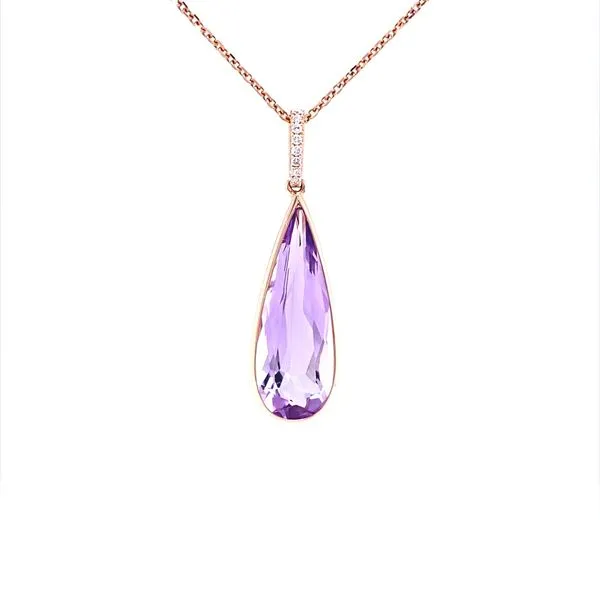 14K Rose Gold Pink Amethyst Pendant Necklace Jaymark Jewelers Cold Spring, NY