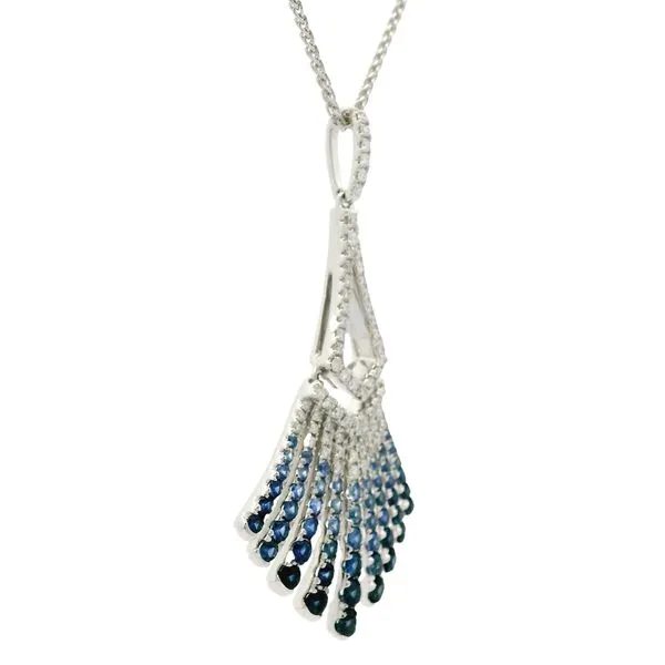 14K White Gold Sapphire and Diamond Pendant Image 2 Jaymark Jewelers Cold Spring, NY