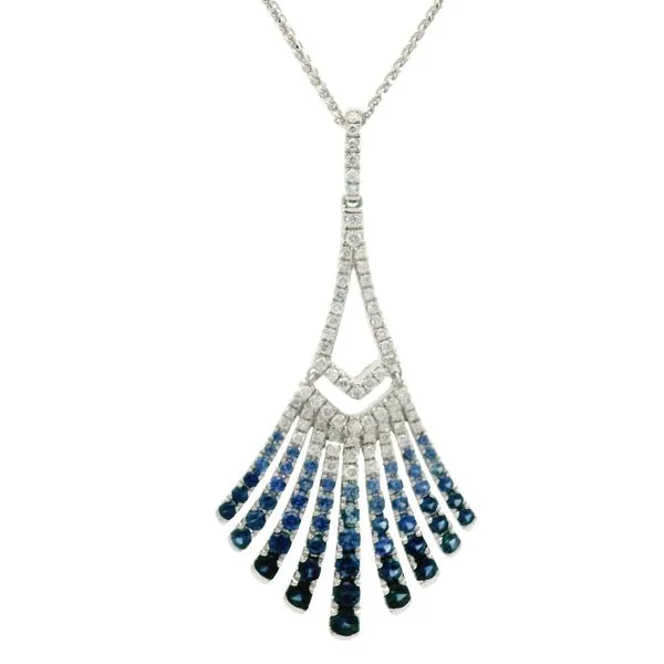14K White Gold Sapphire and Diamond Pendant Jaymark Jewelers Cold Spring, NY