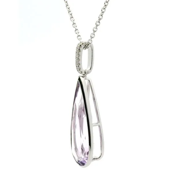 14K White Gold Amethyst and Diamond Necklace Image 3 Jaymark Jewelers Cold Spring, NY
