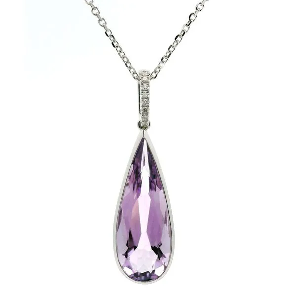 14K White Gold Amethyst and Diamond Necklace Jaymark Jewelers Cold Spring, NY