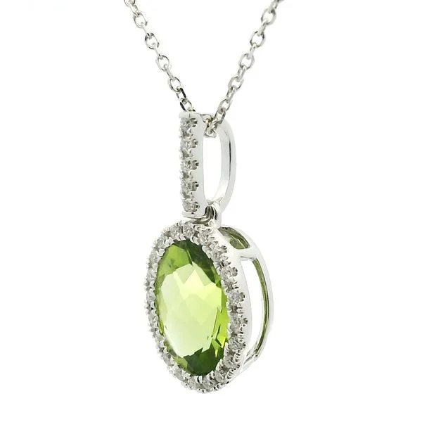 14K White Gold Peridot and Diamond Necklace Image 2 Jaymark Jewelers Cold Spring, NY