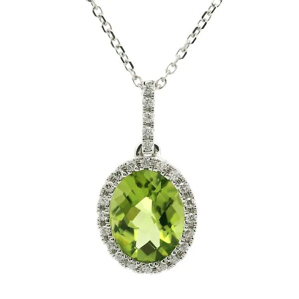 14K White Gold Peridot and Diamond Necklace Jaymark Jewelers Cold Spring, NY