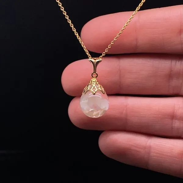 14K Yellow Gold Floating Opal Pendant Image 2 Jaymark Jewelers Cold Spring, NY