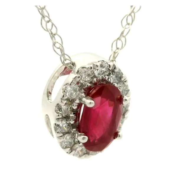 14k White Gold Ruby and Diamond Pendant Image 2 Jaymark Jewelers Cold Spring, NY