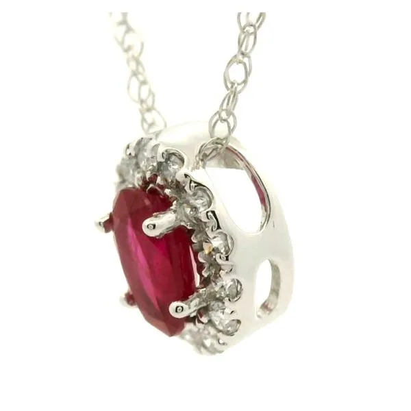 14k White Gold Ruby and Diamond Pendant Image 3 Jaymark Jewelers Cold Spring, NY