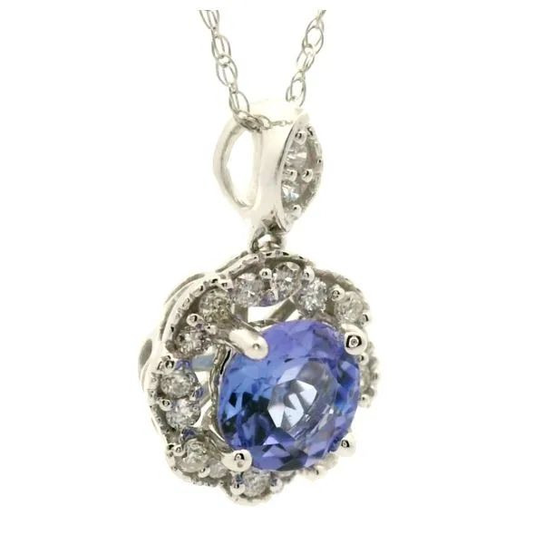 14k White Gold Tanzanite and Diamond Pendant Image 2 Jaymark Jewelers Cold Spring, NY