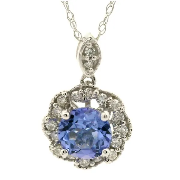 14k White Gold Tanzanite and Diamond Pendant Jaymark Jewelers Cold Spring, NY