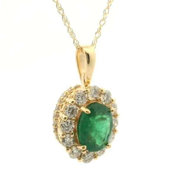 14k Yellow Emerald and Diamond Pendant Image 2 Jaymark Jewelers Cold Spring, NY