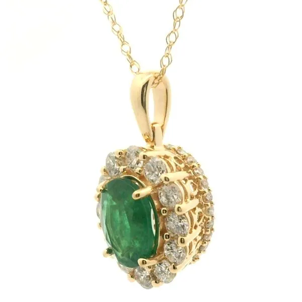 14k Yellow Emerald and Diamond Pendant Image 3 Jaymark Jewelers Cold Spring, NY