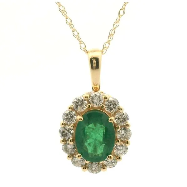 14k Yellow Emerald and Diamond Pendant Jaymark Jewelers Cold Spring, NY