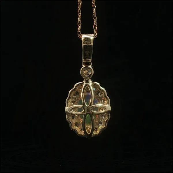 14k Yellow Gold Opal and Diamond Pendant Image 4 Jaymark Jewelers Cold Spring, NY
