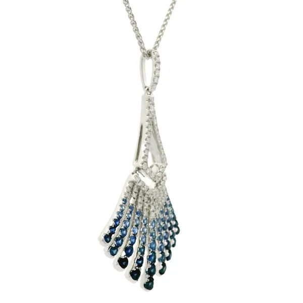 14K White Gold Sapphire and Diamond Pendant Image 2 Jaymark Jewelers Cold Spring, NY