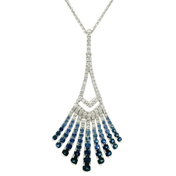 14K White Gold Sapphire and Diamond Pendant Jaymark Jewelers Cold Spring, NY