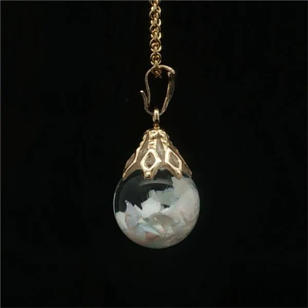 14K Yellow Gold Floating Opal Pendant Image 2 Jaymark Jewelers Cold Spring, NY