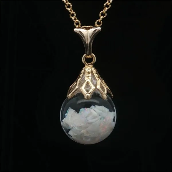 14K Yellow Gold Floating Opal Pendant Image 3 Jaymark Jewelers Cold Spring, NY