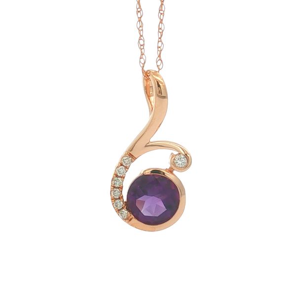 14K Rose Gold Amethyst and Diamond Pendant Jaymark Jewelers Cold Spring, NY