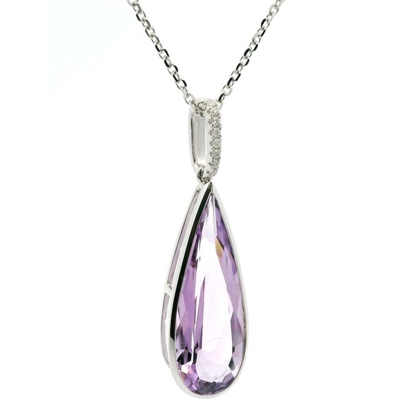 14K White Gold Amethyst and Diamond Necklace Image 2 Jaymark Jewelers Cold Spring, NY