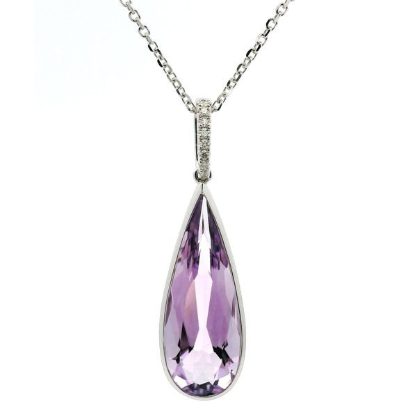 14K White Gold Amethyst and Diamond Necklace Jaymark Jewelers Cold Spring, NY