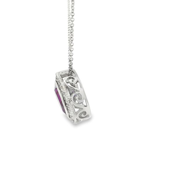 14K White Gold Amethyst and Diamond Necklace Image 3 Jaymark Jewelers Cold Spring, NY