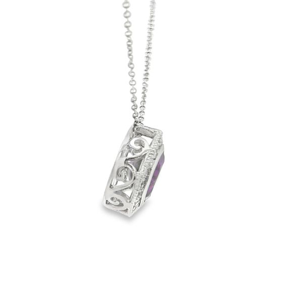 14K White Gold Amethyst and Diamond Necklace Image 4 Jaymark Jewelers Cold Spring, NY