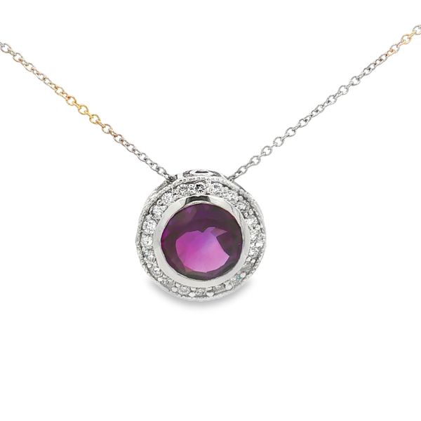 14K White Gold Amethyst and Diamond Necklace Jaymark Jewelers Cold Spring, NY