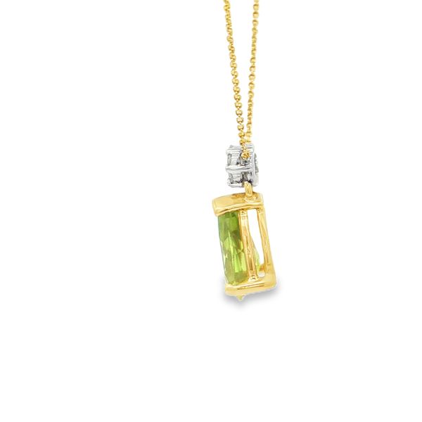 14K Two Tone Peridot and Diamond Pendant Image 2 Jaymark Jewelers Cold Spring, NY